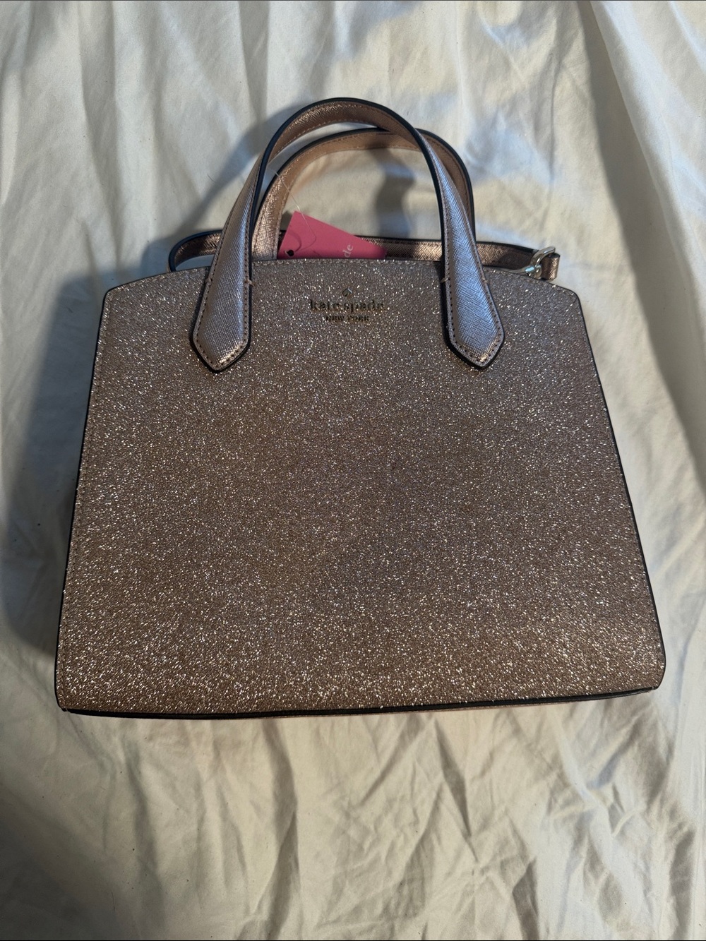 kate spade glitter satchel in rose gold